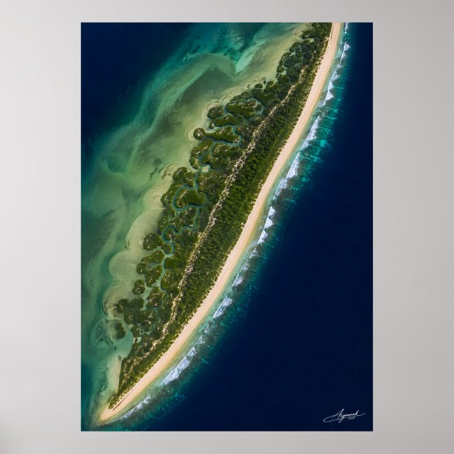 Affiche Vue satellite de la lagune de mangrove de l'île ba (Devant)