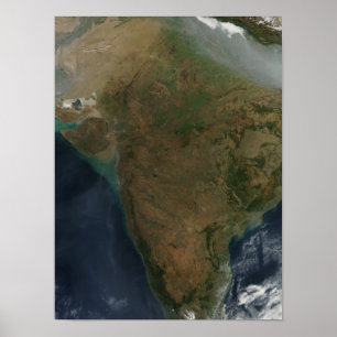Affiche Vue satellite de l'Inde centrale