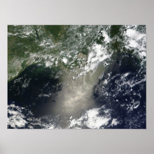 Affiche Vue satellite des stries et rubans d'huile