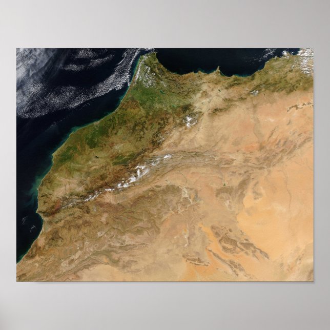 Affiche Vue satellite du Maroc (Devant)