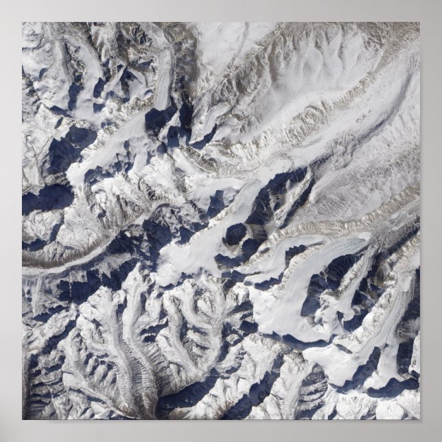 Affiche Vue satellite d'un glacier himalayen (Devant)