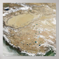 Vue satellite sur le plateau tibétain