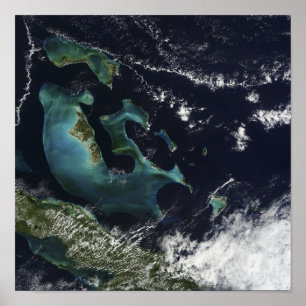 Affiche Vue satellite sur les îles Bahama