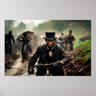 Affiche Vue satirique d'Abraham Lincoln à vélo