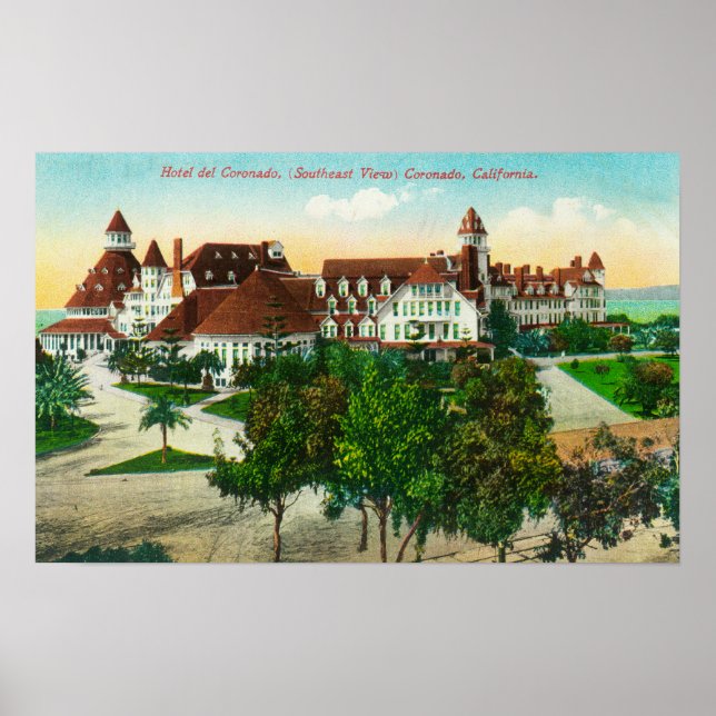 Affiche Vue sud-est de l'Hôtel del Coronado (Devant)