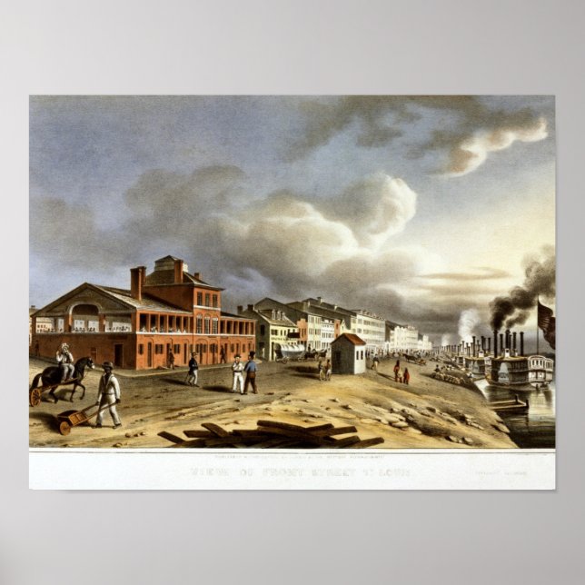 Affiche Vue sur Front Street, St. Louis. Vintage (Devant)