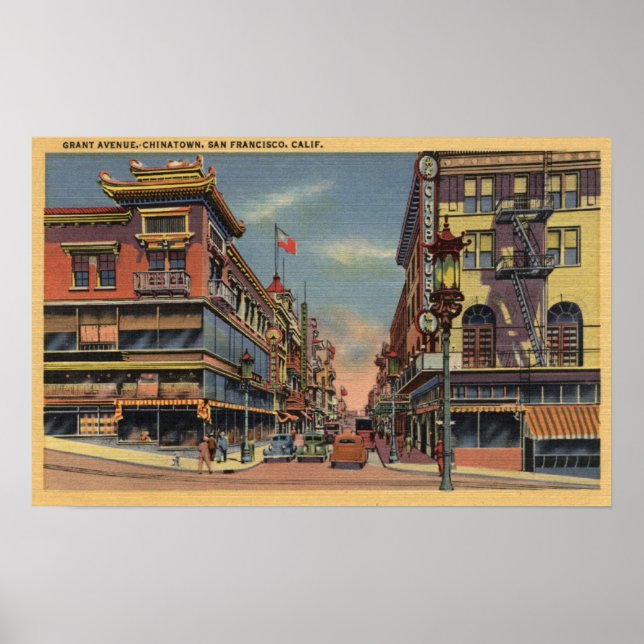 Affiche Vue sur Grant Avenue, Chinatown (Devant)