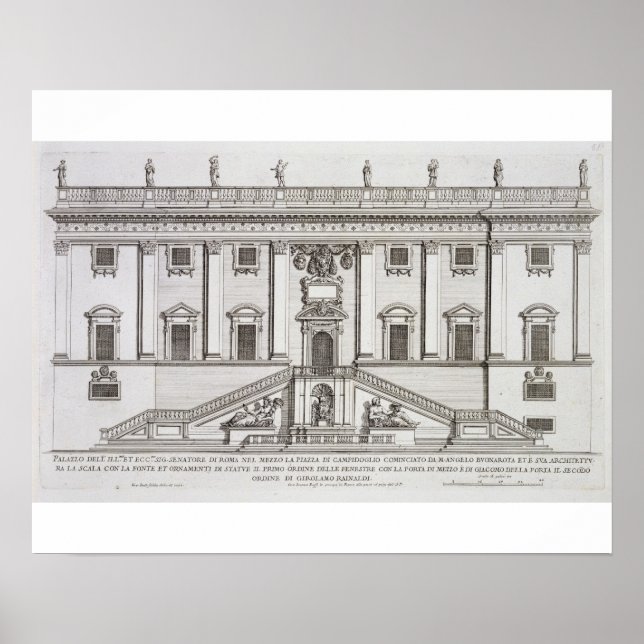 Affiche Vue sur la façade du Palazzo Senatorio sur la Piaz (Devant)