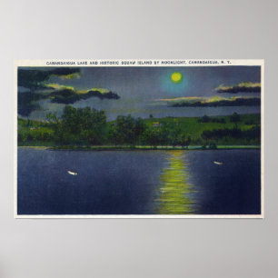 Affiche Vue sur la lune de l'île historique de Squaw et du