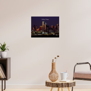 Affiche vue sur la skyline de Dallas, Texas,