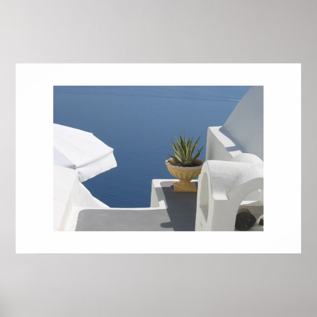 Affiche Vue sur la villa de Santorin (Devant)