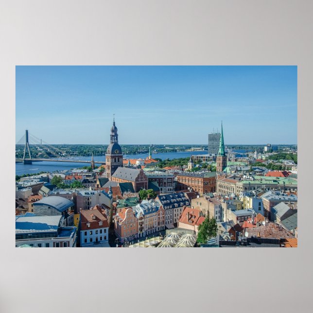 Affiche Vue sur le centre ville de Riga d'en haut (Devant)