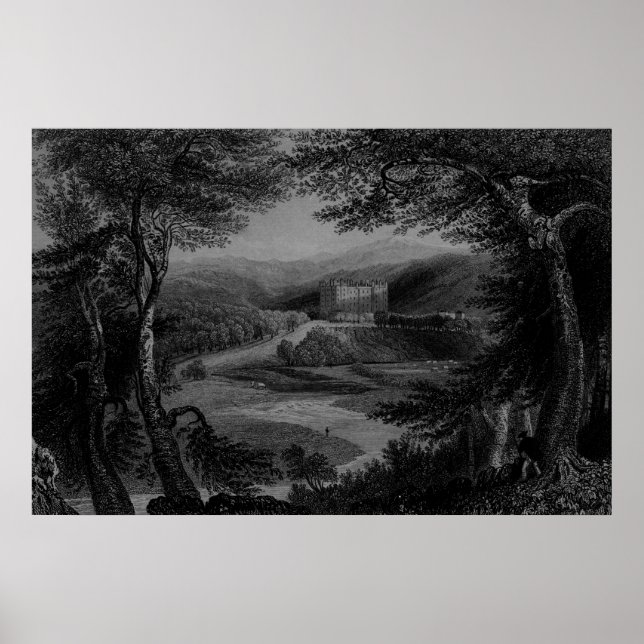 Affiche Vue sur le château de Drumlanrig, Dumfrieshire (Devant)