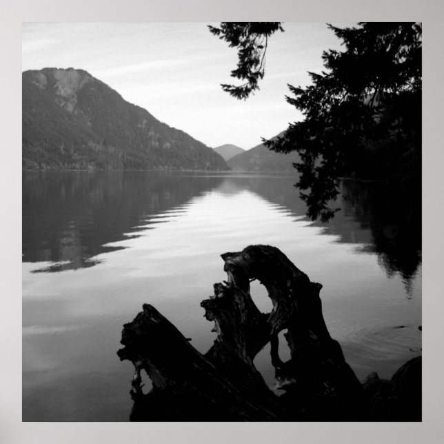 Affiche vue sur le lac bw 1 (Devant)