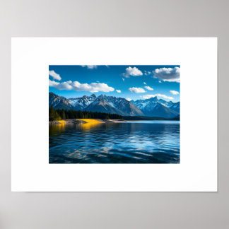 Affiche vue sur le lac de montagne