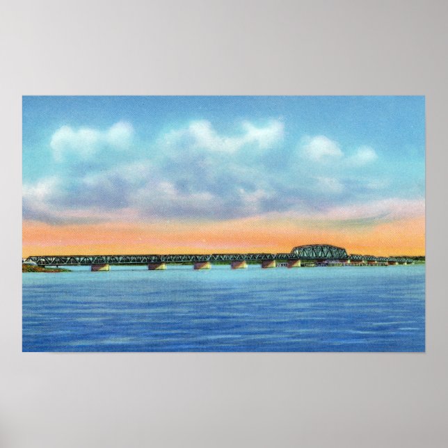 Affiche Vue sur le lac éloigné du nouveau pont (Devant)