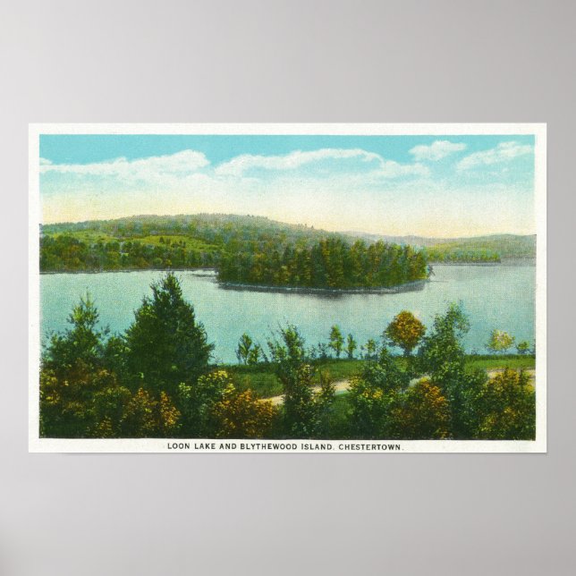 Affiche Vue sur le lac Loon et Blythewood Island (Devant)