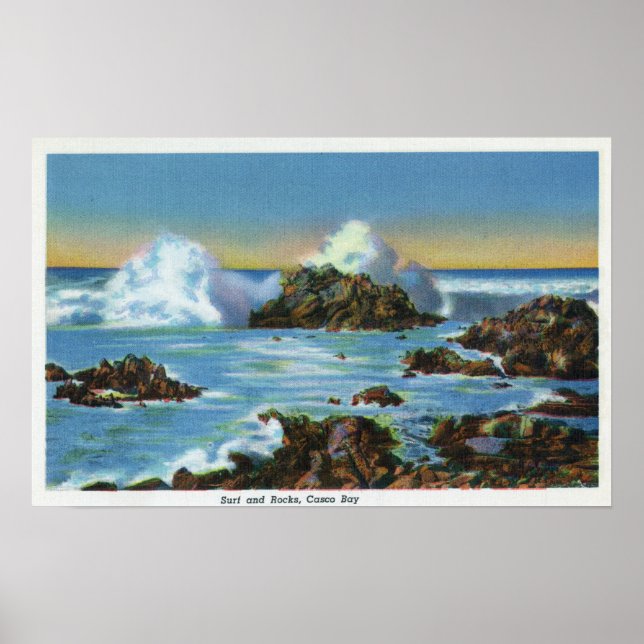 Affiche Vue sur le Surf le long du rocher (Devant)