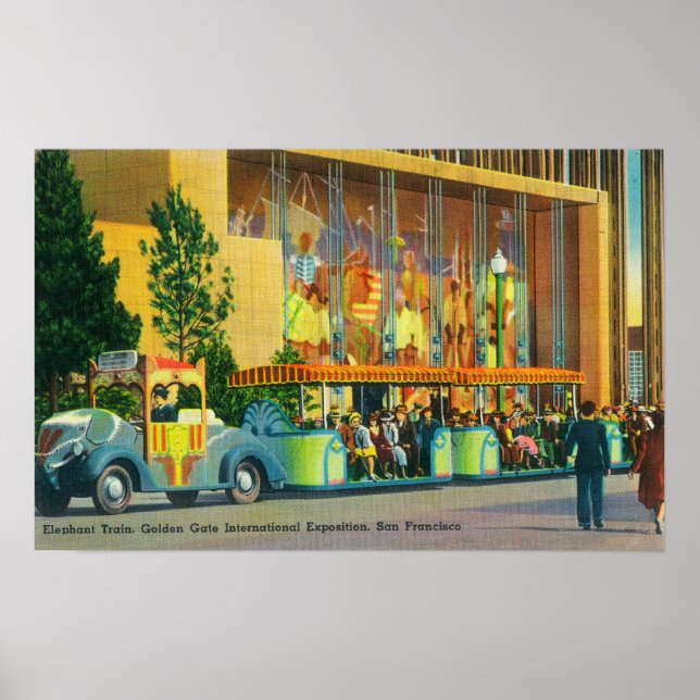 Affiche Vue sur le train des éléphants (Devant)