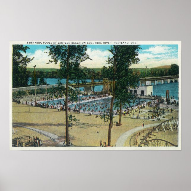 Affiche Vue sur les piscines de Jantzen Beach (Devant)