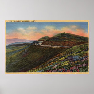 Affiche Vue sur les sommets jumeaux et l'autoroute