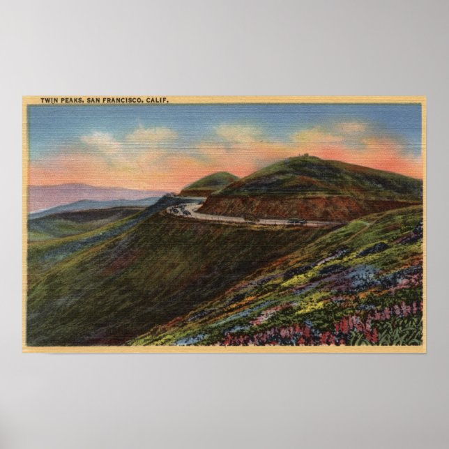 Affiche Vue sur les sommets jumeaux et l'autoroute (Devant)