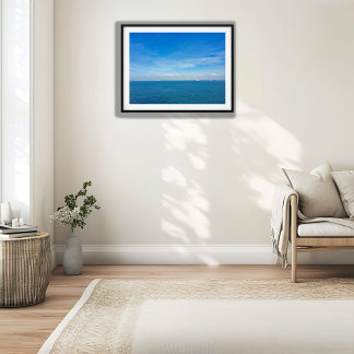 Affiche Vue sur l'océan du détroit de Singapour avec navir