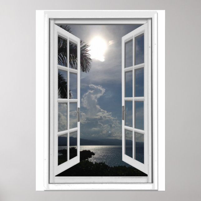 Affiche Vue sur mer Trompe l'oeil Fausse fenêtre (Devant)