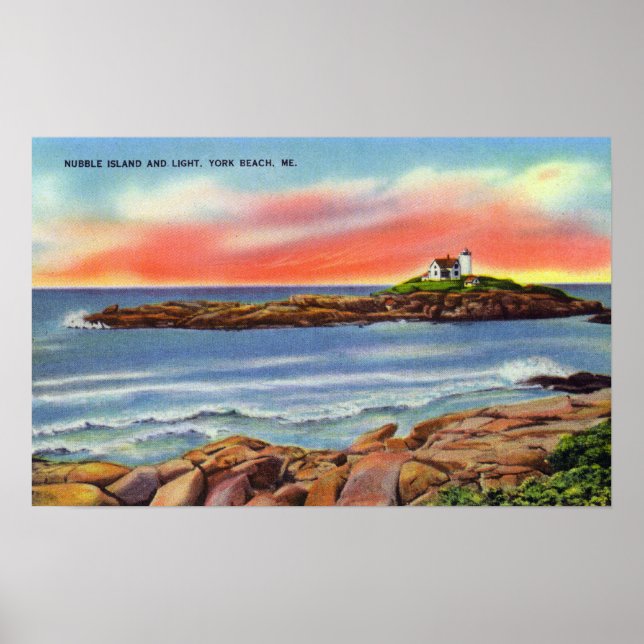 Affiche Vue sur Nubble Island et le phare (Devant)