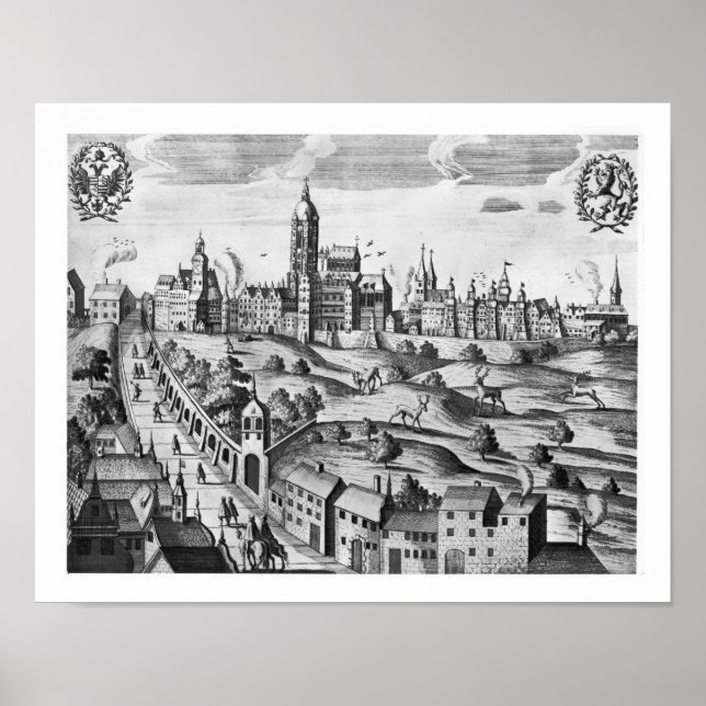 Affiche Vue sur Prague montrant le Palais Impérial et le (Devant)