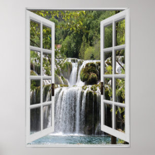 Affiche Vue Trompe - l ' fausse fenêtre de cascade d'oeil