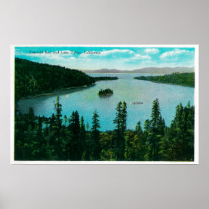 Affiche Vue verte de baie sur le lac TahoeLake Tahoe, CA