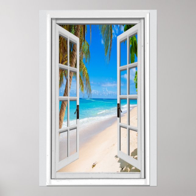 Affiche Vue verticale personnalisée sur la plage et l'océa (Devant)