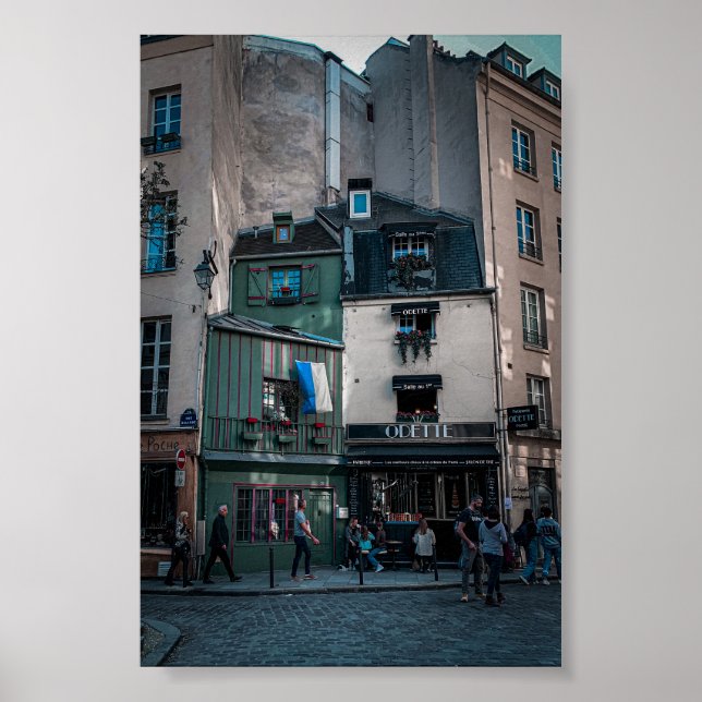 Affiche Vues de la rue Café à Paris (Devant)