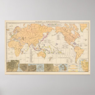Affiche Vulkane, carte d'atlas de Koralleninseln