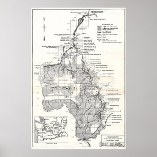 Affiche WA Columbia River - Plan du projet de barrage Coul