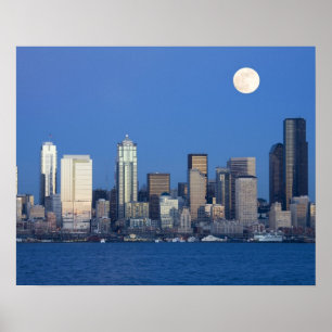 Affiche WA, Seattle, Seattle et Elliott Bay 2
