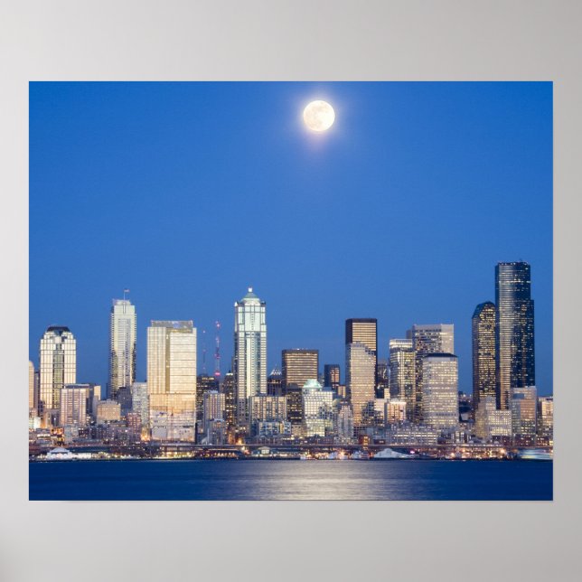 Affiche WA, Seattle, Seattle et Elliott Bay 3 (Devant)