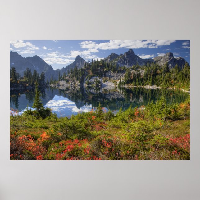 Affiche WA, zone sauvage Alpine Lakes, lac Gem, avec (Devant)