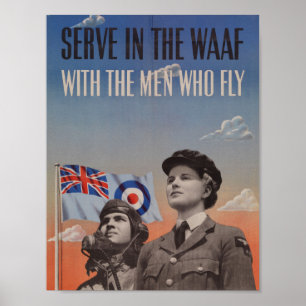 Affiche WAAF en uniforme avec pilote à côté d'elle