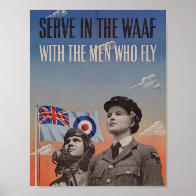 Affiche WAAF en uniforme avec pilote à côté d'elle (Devant)