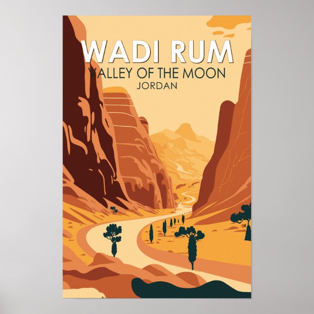 Affiche Wadi Rum Jordanie Voyage Art Vintage (Devant)