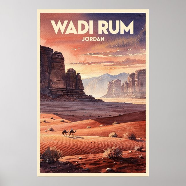 Affiche Wadi Rum Jordanie Voyage Vintage (Devant)