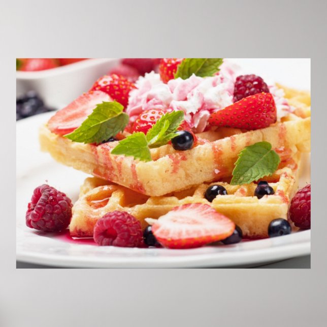 Affiche Waffle cake with fresh berry fruit (Devant)