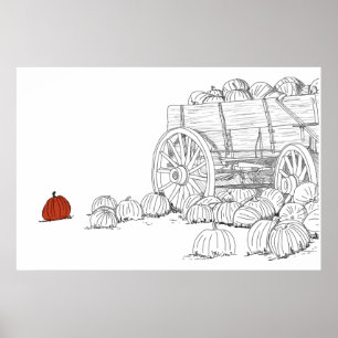 Affiche Wagon de patchs citrouille
