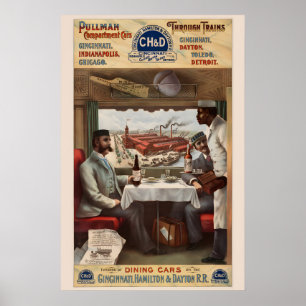 Affiche Wagon-restaurant du train Pullman des années 1890 