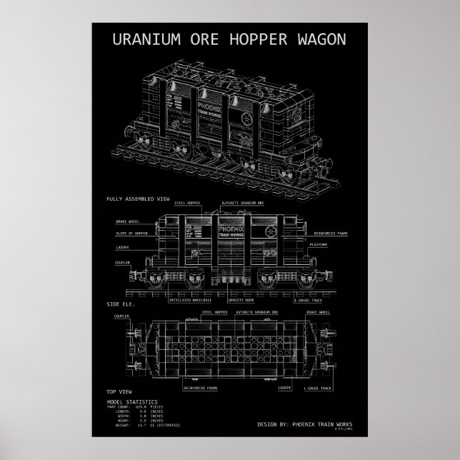 Affiche Wagon-trémie à minerai d'uranium PTW "Plan"  (Devant)