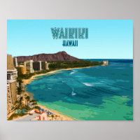 Waikiki Beach Honolulu Oahu Hawaii Vintage