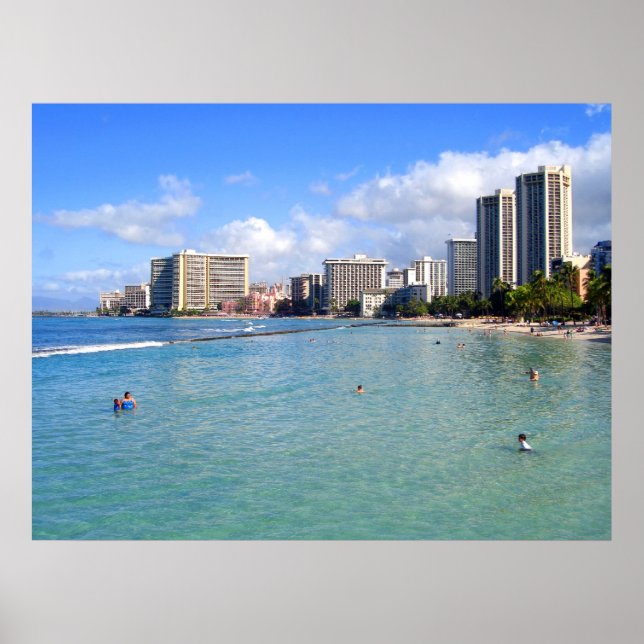 Affiche Waikiki Beach, Oahu, Hawaii (Devant)