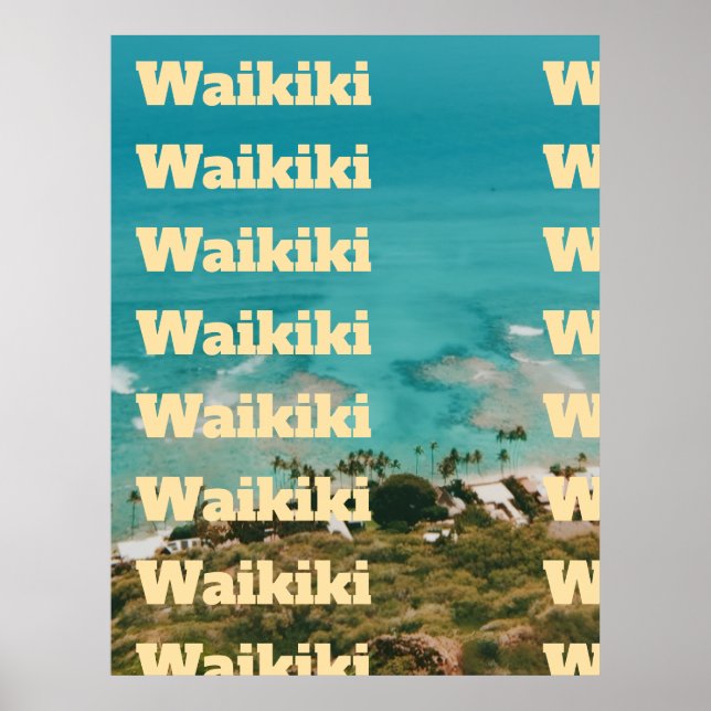 Affiche Waikiki, Honolulu, Oahu, Hawaï (Devant)